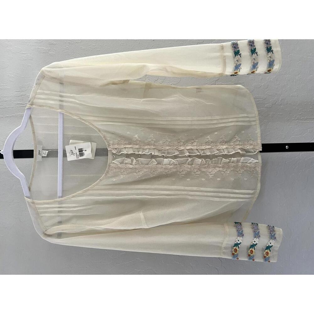 NWT JJIll Ruffled Sheer Blouse - Size S